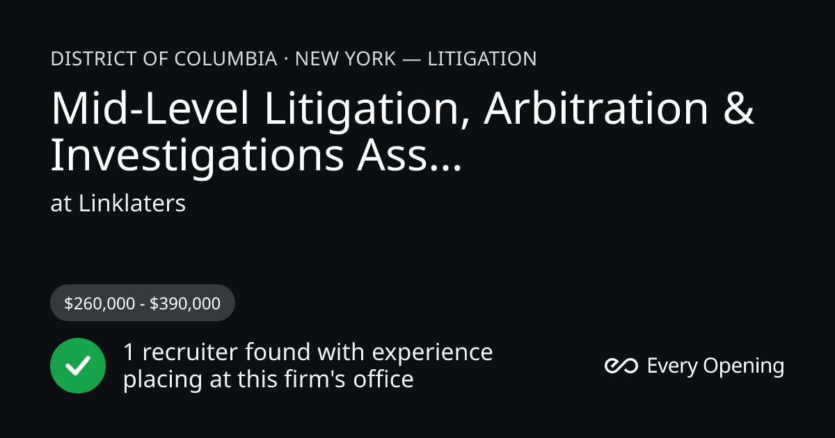 Mid-Level Litigation, Arbitration & Investigations Associate ...