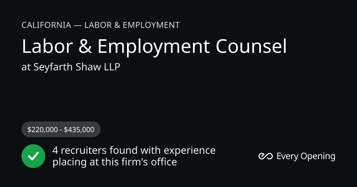 Labor & Employment Counsel — Seyfarth Shaw LLP — Los Angeles ...